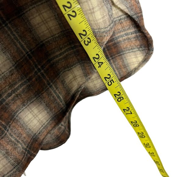 Vintage 70s Pendleton Brown Plaid Western Yoke Long Sleeve Pearl Button Up Large - Picture 4 of 7